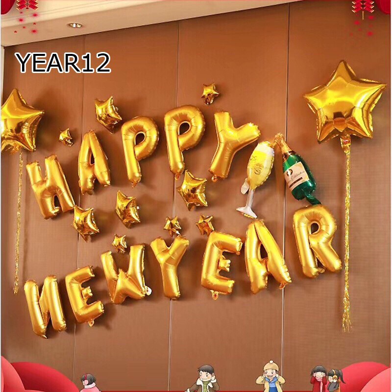 Bóng chữ HAPPY NEW YEAR trang trí tết, chúc mừng năm mới