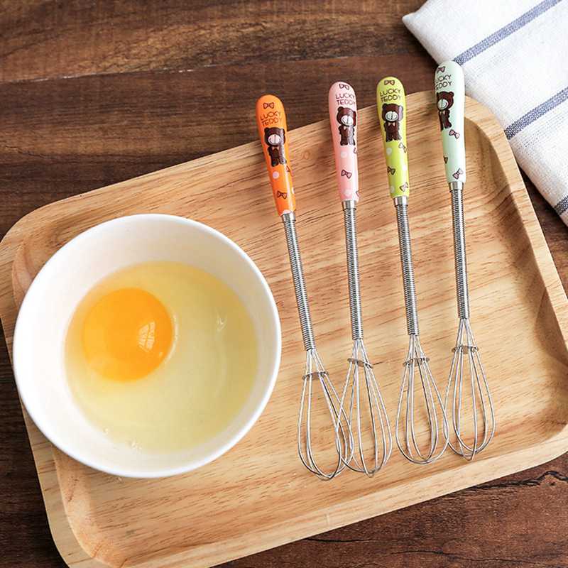Dụng cụ đánh trứng bằng thép không gỉ tay cầm sứ cao cấp xinh xắn
