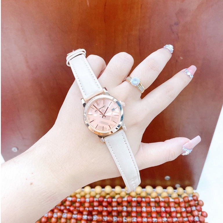(Thẻ bảo hành 12 tháng) Đồng hồ dây da nữ Burberry mặt hồng, bảo hành 12 tháng, có box hh-STORE | BigBuy360 - bigbuy360.vn