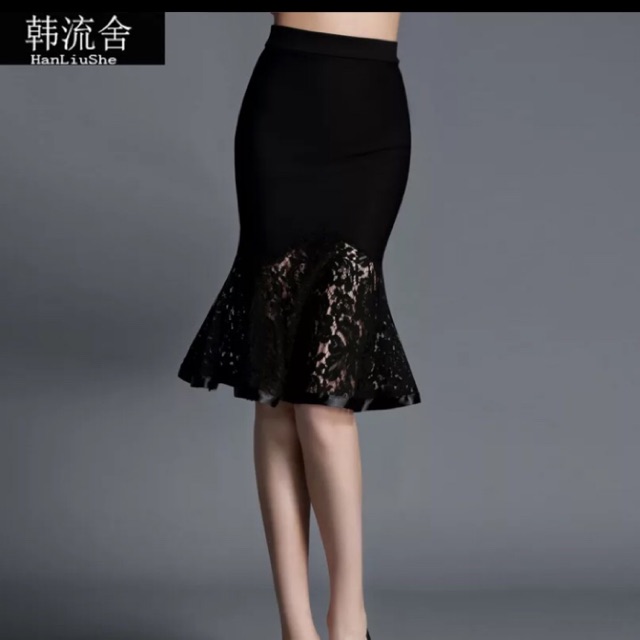 CHÂN VÁY BÚT CHÌ có khóa séc kéo phối ren đuôi cá thời trang nữ | BigBuy360 - bigbuy360.vn