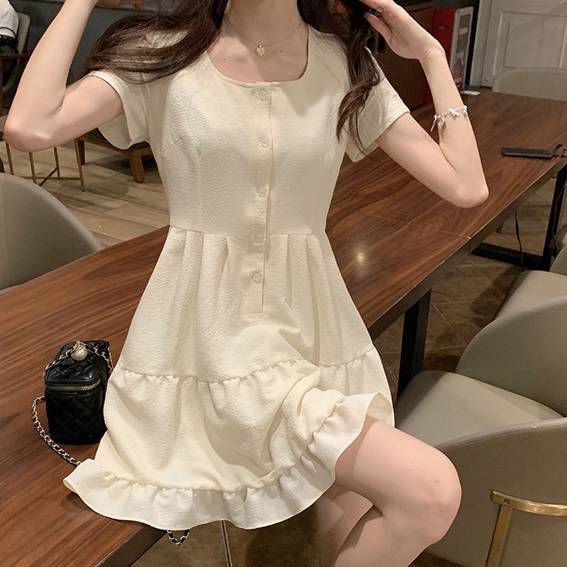Đầm Họa Tiết Quả Mơ Phong Cách Hàn Quốc Thanh Lịch Thời Trang