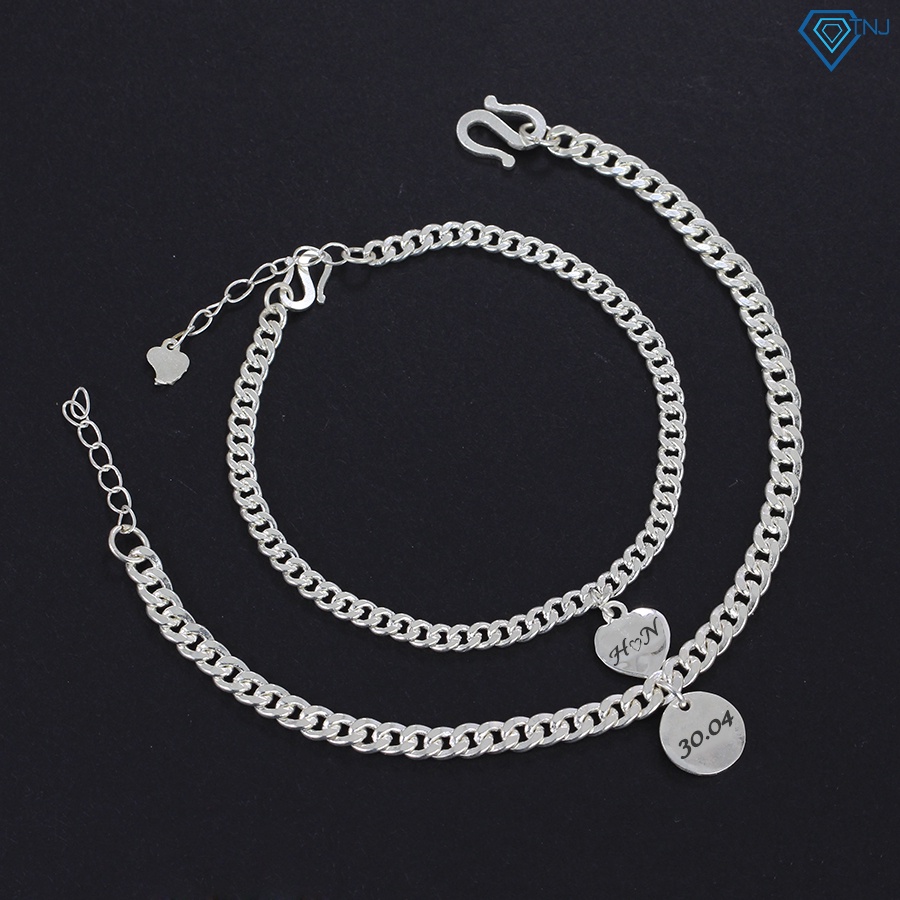 Lắc tay cặp đôi nam nữ bạc khắc tên theo yêu cầu LTD0026 Trang Sức TNJ