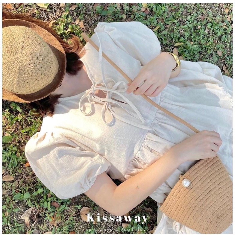 Váy babydoll tay bồng xoè chất voan hai lớp freesize dáng rộng thời trang hàn quốc xinh xắn 3 màu dạo phố xinh xắn