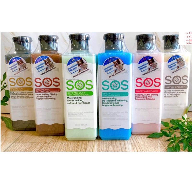 Sữa tắm SOS cao cấp cho chó, dầu gội diệt ve, khử mùi chống ngứa cho thú cưng
