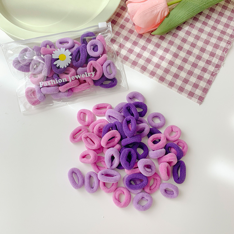 Set 50 Dây Cột Tóc Co Giãn Nhiều Màu Sắc Đáng Yêu Cho Bé Gái