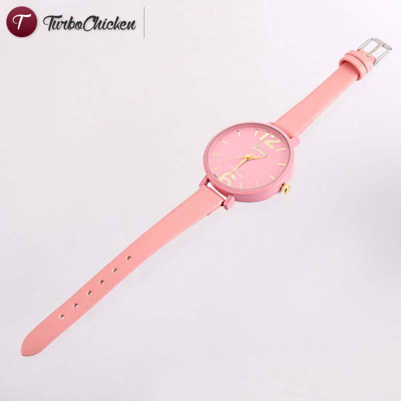 【COD】 Women Watch Candy Jelly Color Genuine Leather Analog Dress Wrist Watch