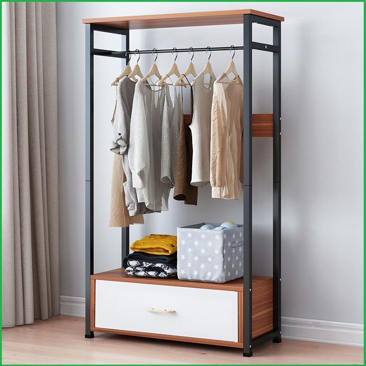 Tủ trống khung thép mặt gỗ MDF ngang 60cm - Tủ treo quần áo - Khung treo quần áo