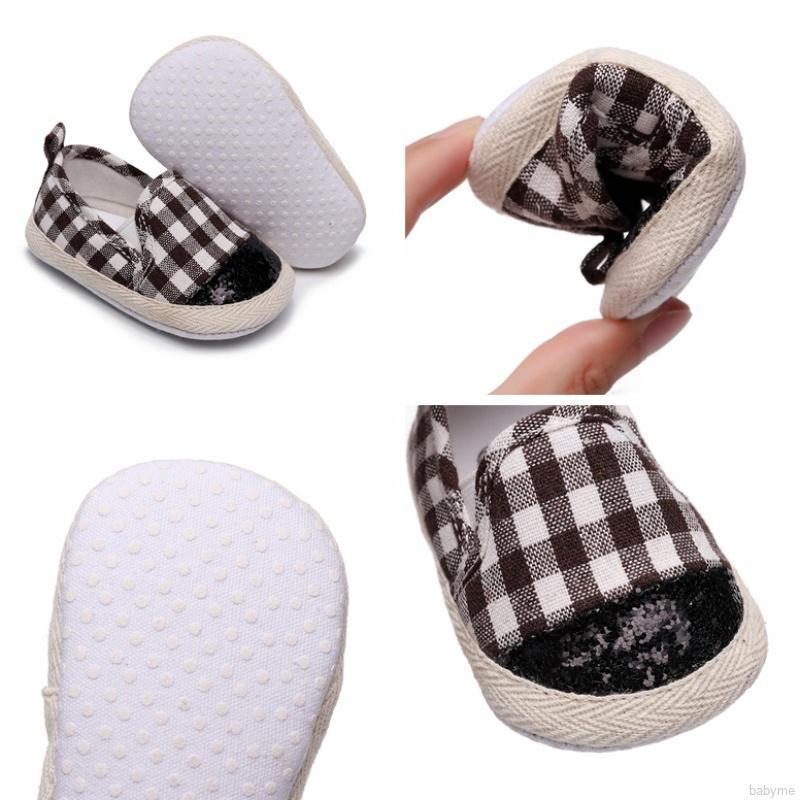 Giày vải canvas mềm chống trượt họa tiết kẻ caro thời trang cho bé sơ sinh 0-18 tháng tuổi