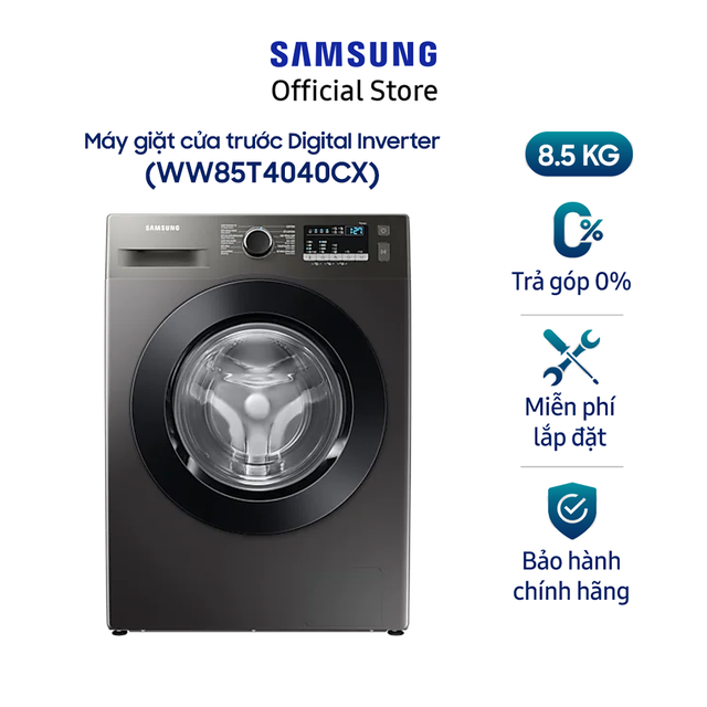 Máy giặt Samsung cửa trước Digital Inverter 8,5kg (WW85T4040CX) thumbnail