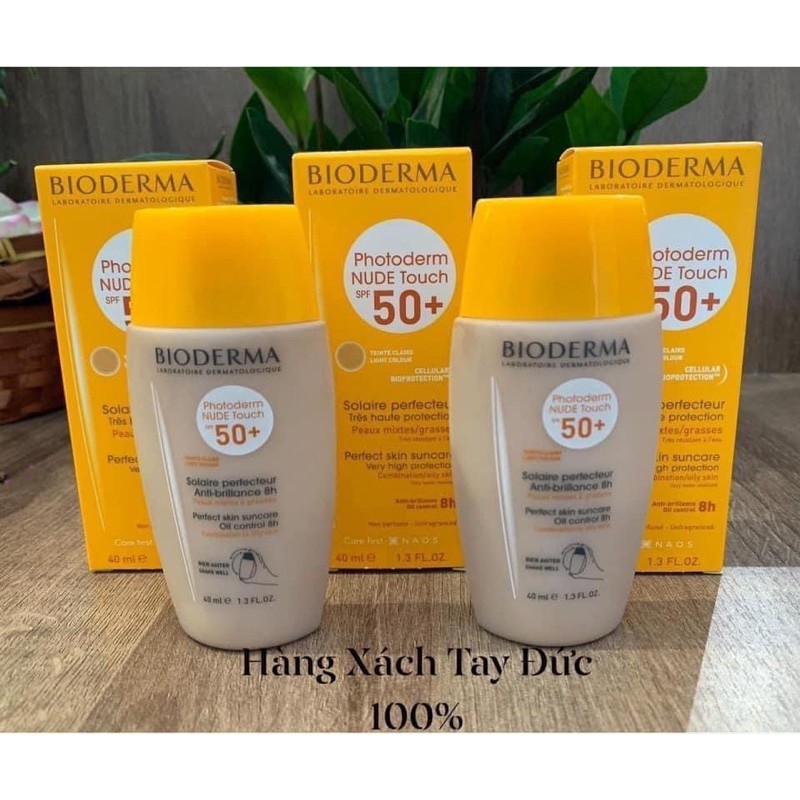 Kem chống nắng vật lý kiêm kem nền Bioderma photoderm nude touch spf 50 - Chính hãng