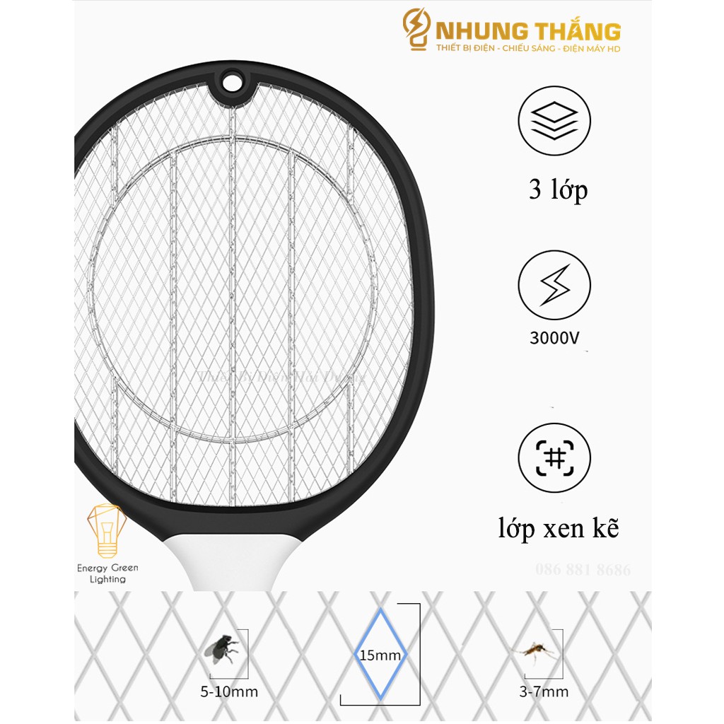 Vợt Bắt Muỗi Kiêm Đèn Thu Hút Muỗi WP-08B - Diệt Muỗi Nhanh Gọn - An Toàn Và Hiệu Quả - Energy Green Lighting