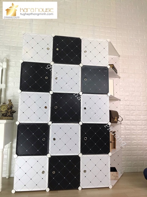 Tủ nhựa ghép 15 ô kèm 5 góc sâu 47cm. Tặng kèm 3 treo đồ. Mẫu tiện dụng Và bán chạy nhất