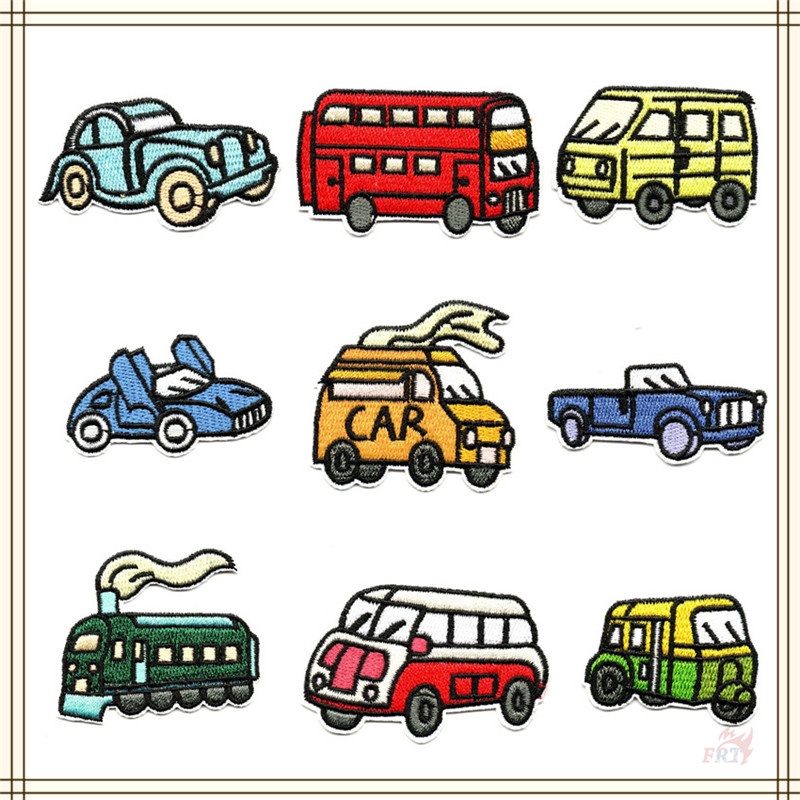 ♚ Sticker Dán Xe Hơi Hình Hoạt Hình ♚ 1 Sticker Ủi Thêu Hình Xe Hơi