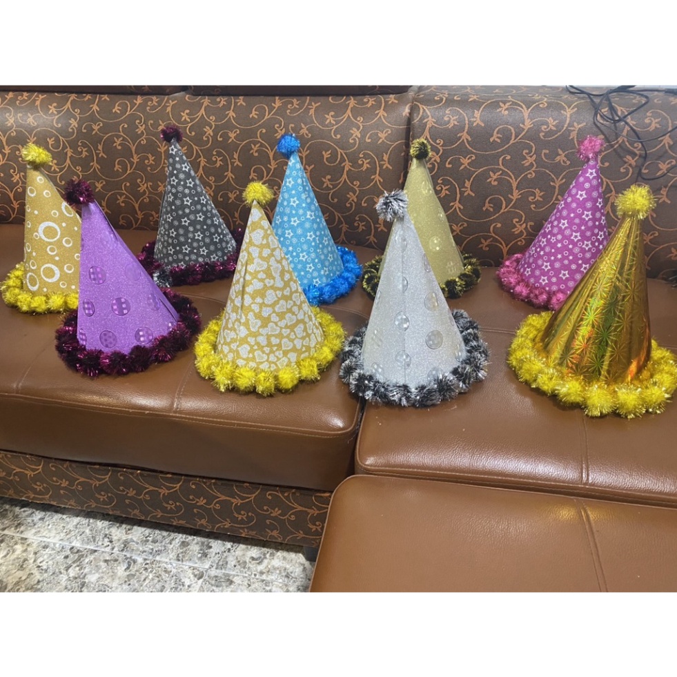 đồ chơi bánh kem sinh nhật [FREESHIP❤️] mũ sinh nhật cao cấp có gai kim tuyến