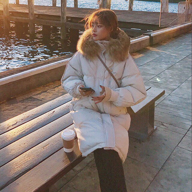 Áo phao nữ Hàn Quốc dáng dài mặc mùa đông, đại hàn siêu ấm áp