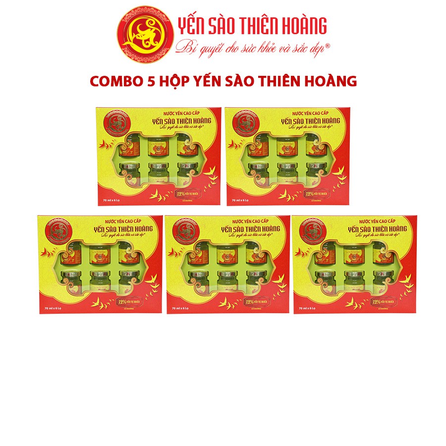 [Combo 5 Hộp] Nước Yến Nguyên Chất Thiên Hoàng 12% (6 lọ x 70ml)