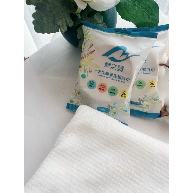 Khăn Tắm Nén Du Lịch Bằng Cotton Tiện Lợi  Dùng Một Lần 70*140 cm