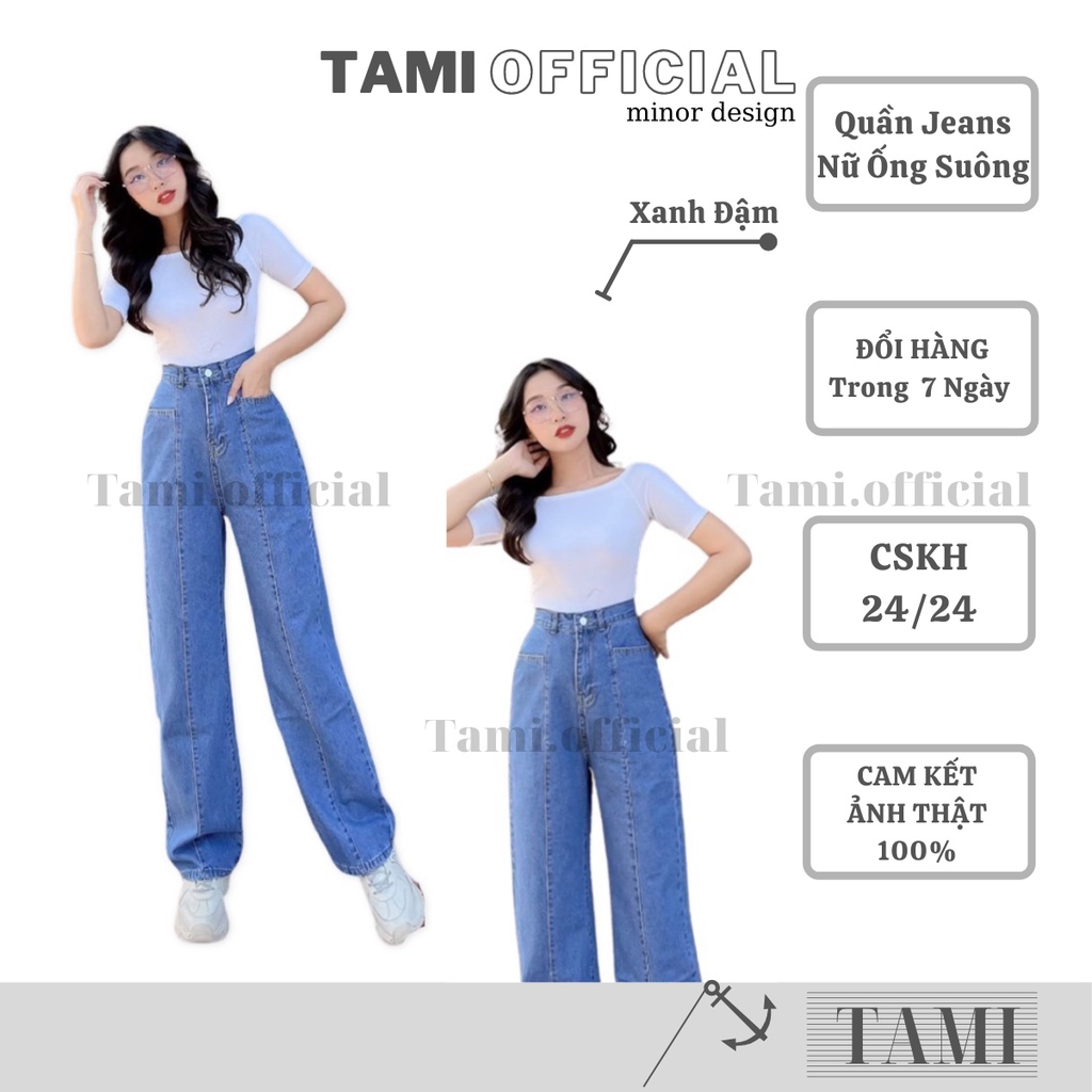 Quần Jeans NỮ ỐNG SUÔNG Túi Kểu May Chỉ Nổi Đáy Cao Siêu HÁCH DÁNG [ Tami Official ] | BigBuy360 - bigbuy360.vn
