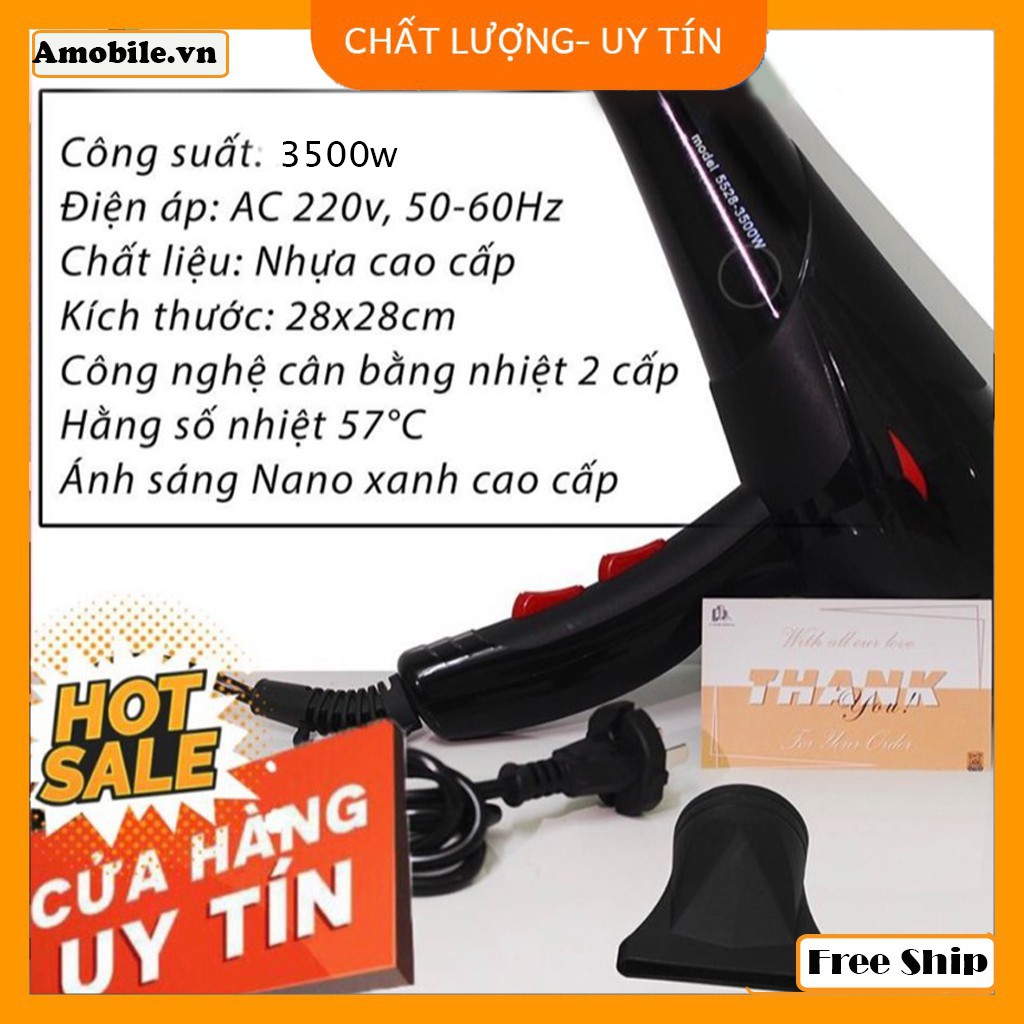 Máy sấy tóc panasoni dùng là thích/ may say toc tạo kiểu Công Suất Lớn 3500W tạo phồng, uốn xoăn bởi ba mức nhiệt