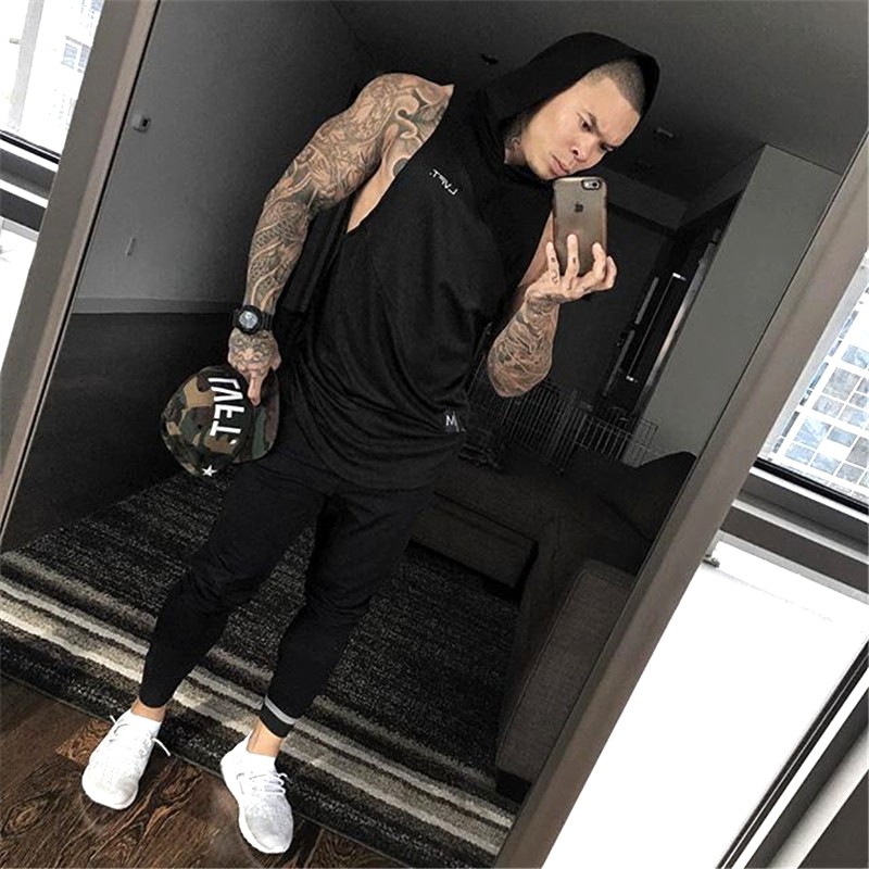 Áo Ba Lỗ Thể Thao Có Nón Nhanh Khô Năng Động Cho Nam