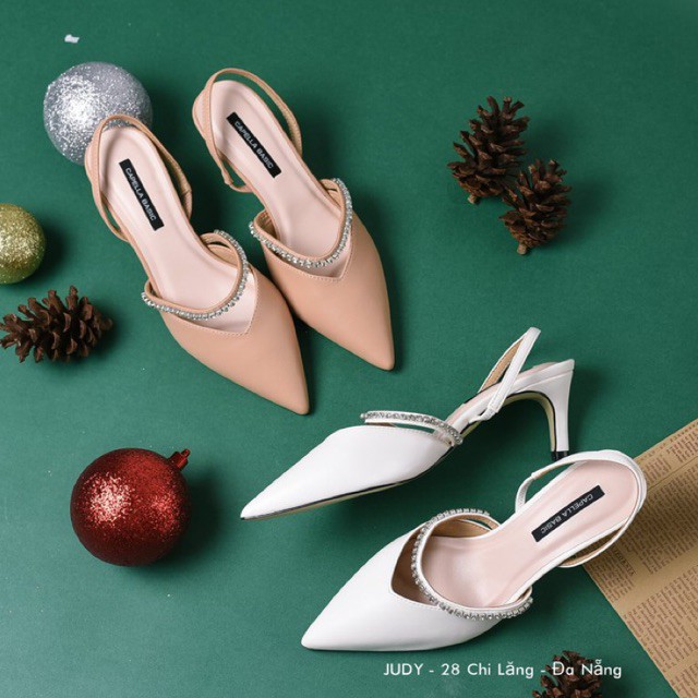 GIÀY SANDAL SLINGBACK PHỐI ĐÁ GÓT NHỌN CAO 7 CM SANG CHẢNH HÀNG VNXK