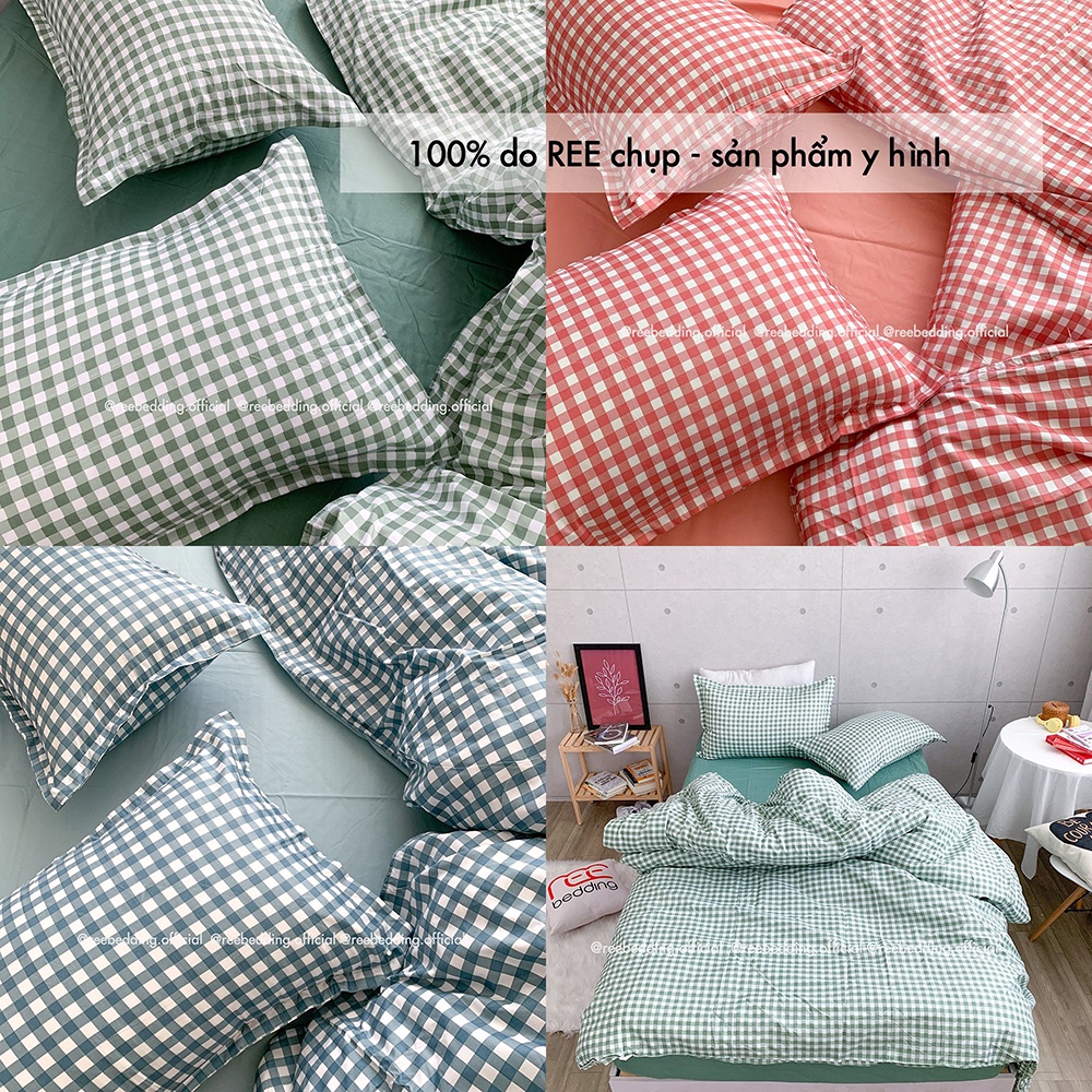 Bộ chăn ga và vỏ gối Poly cotton REE Bedding sọc caro nhiều màu