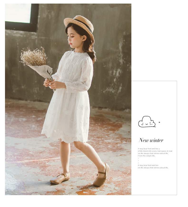 Đầm Ren Hoa Tay Dài Thời Trang Đáng Yêu Thân Thiện Với Da