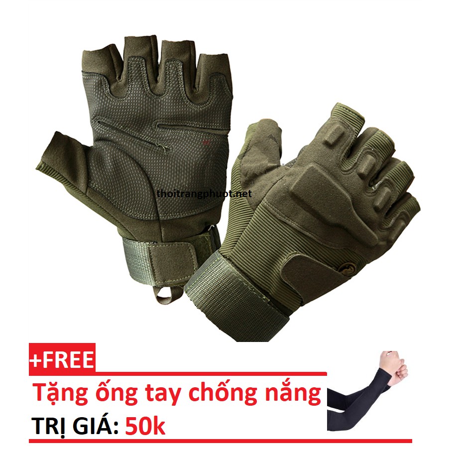 găng tay cụt ngón đi phượt giá rẻ, găng tay xe máy + tặng kèm găng tay chống nắng trị giá 30k