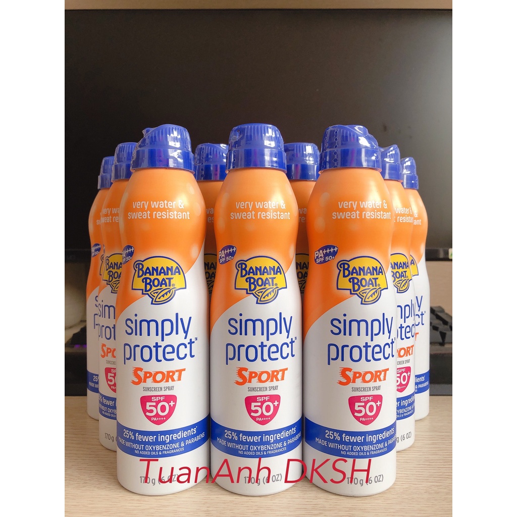 USA Xịt chống nắng Simply protect Sport SPF50 PA++++ 170g Banana Boat date