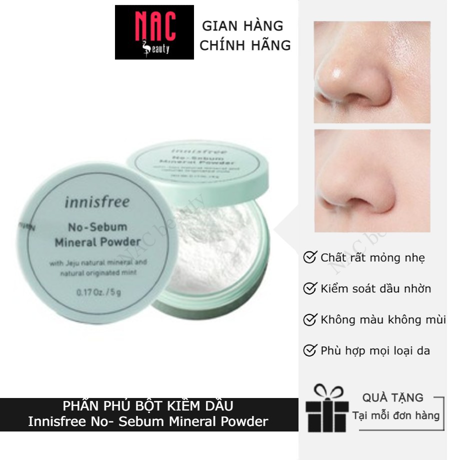 [Chính hãng] PHẤN PHỦ BỘT KIỀM DẦU INNISFREE NO SEBUM - NAC BEAUTY