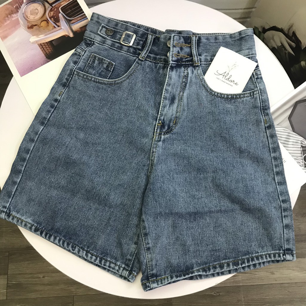 Quần shorts jeans nữ ống suông lửng cạp may cách điệu thương hiệu Aldore MSHA6