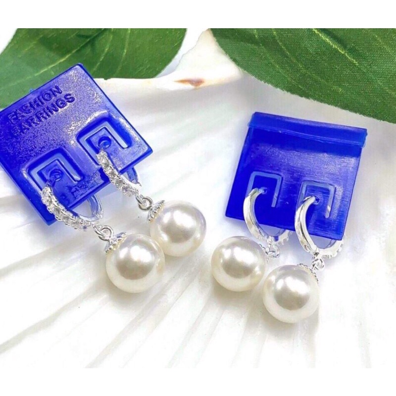 bông tai bạc nữ ngoc trai🌸trai 10 ly thật