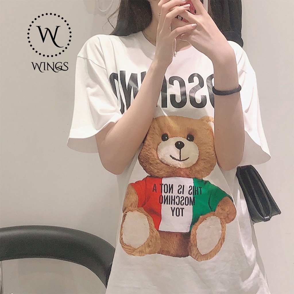 Áo thun nữ cotton dày đẹp Moschino Bear