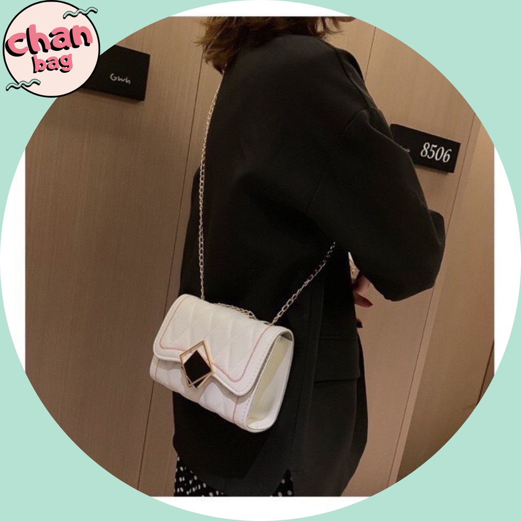 Túi Xách Đeo Vai Khóa Vuông Phối Viền Hàn Quốc Siêu Sang, Túi Xách Nữ Đeo Chéo Dây Xích Mẫu Mới Nhất -CB045