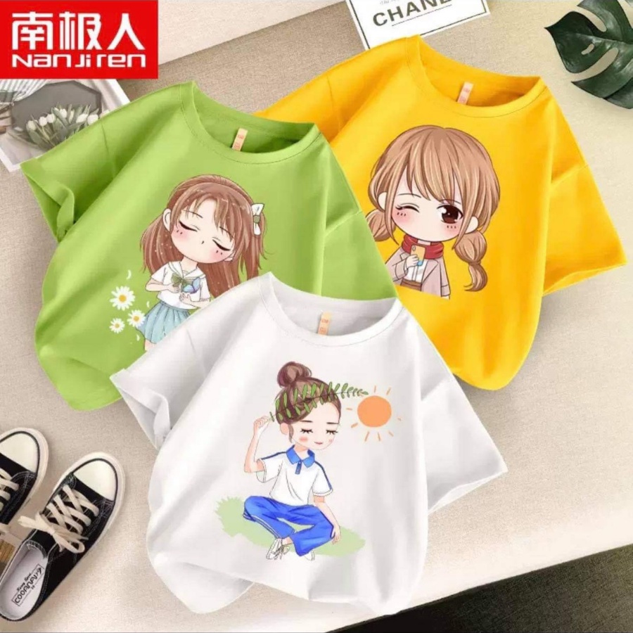 Áo Cộc Tay Cho Bé Gái Hình ChiBi Chaarlie Kids