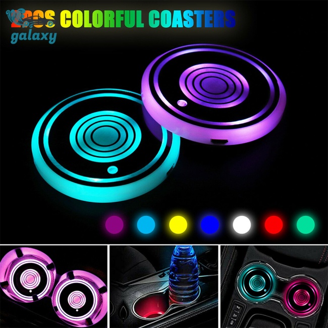 Galaxy 1 Cặp Đế Lót Ly Bằng Acrylic Có Đèn Led Điều Khiển Trung Tâm Nhiều Màu Sắc 3 Chế Độ Đèn Sạc Usb