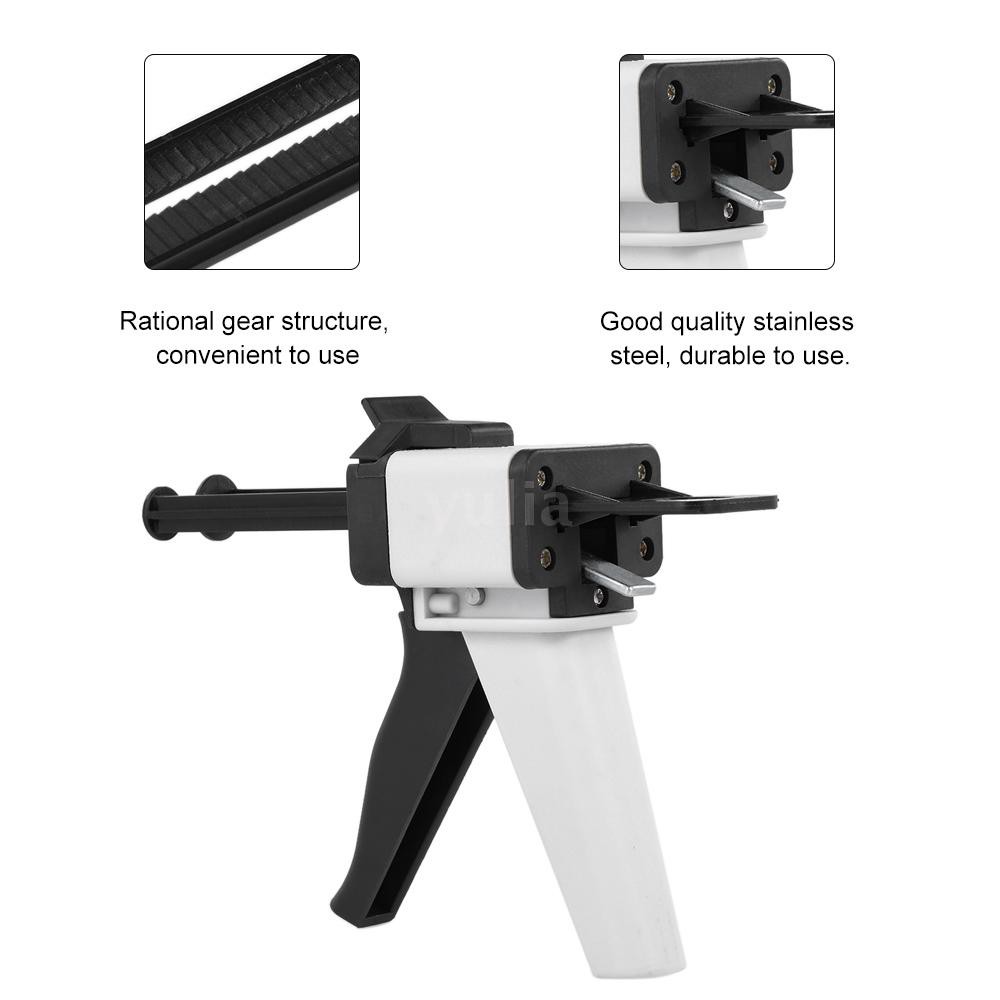 YULA Dental Impression Mixing Dispensing Universal Dispenser Gun Silicon Rubber Dispenser Gun1:1 /1:2 50ml