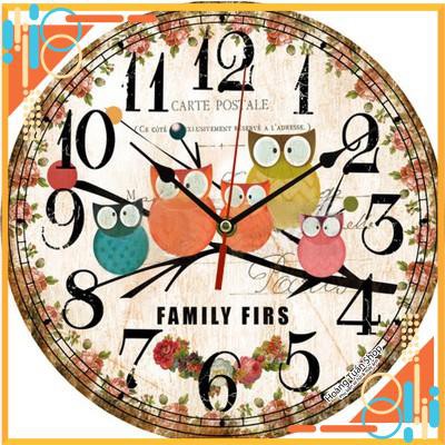 Đồng hồ treo tường gỗ ĐƯỜNG KÍNH 30CM vintage cổ điển châu Âu thời thượng