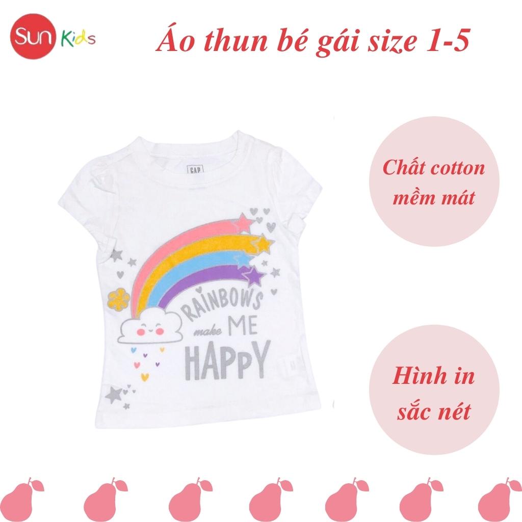 Áo thun cho bé gái, áo phông bé gái chất cotton mềm mát, size 1 - 5 tuổi - SUNKIDS
