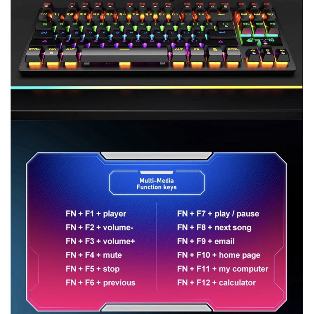 ZIYOU LANG K2 - Bàn phím cơ K2 PRO 87 phím, bàn phím máy tính chơi game có dây Led RGB 10 Chế Độ Khác Nhau | WebRaoVat - webraovat.net.vn