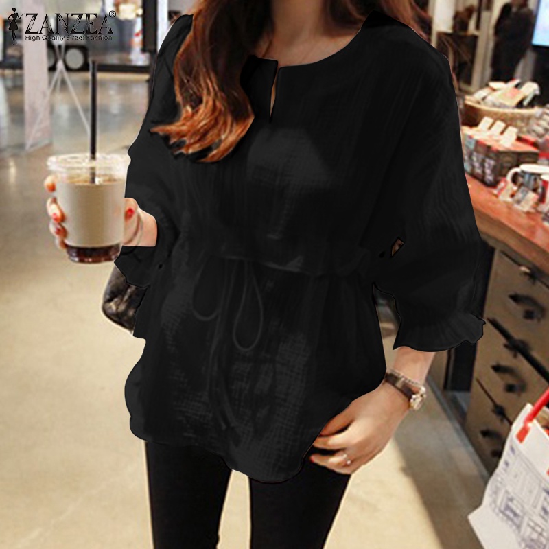 Áo ZANZEA cổ chữ V tay 3/4 có độ đàn hồi hợp thời trang cho nữ