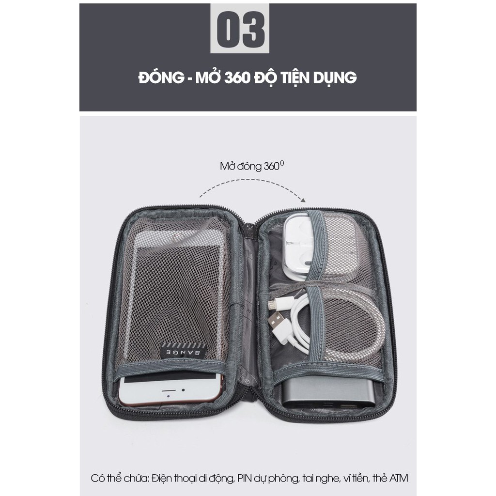 Ví đa năng đựng đồ công nghệ cáp sạc – BANGE