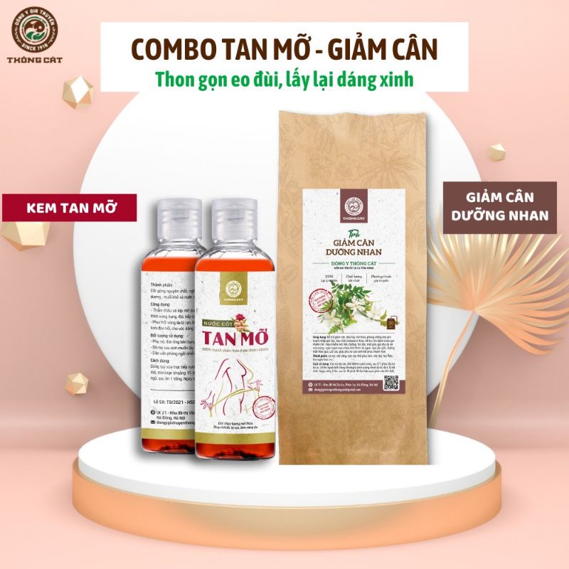 Combo Giảm Cân tan mỡ cho mẹ sau sinh, đốt mỡ bụng nhanh chóng Đông Y Thông Cát