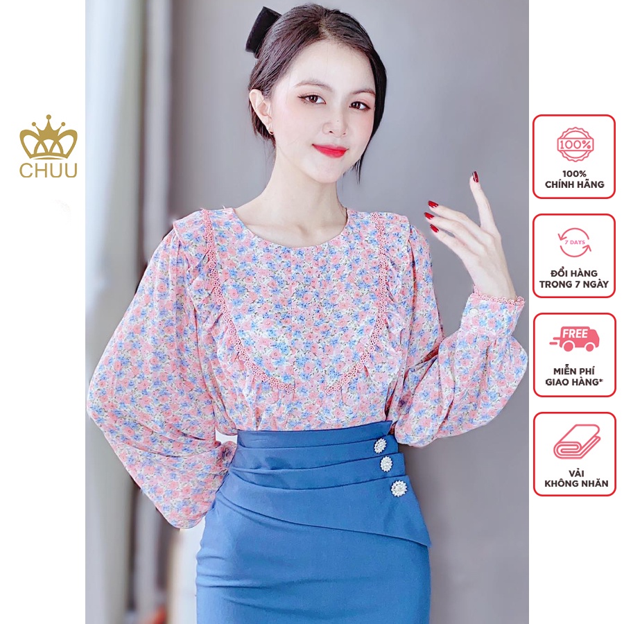 Áo sơ mi hoa sương vạt bèo CHUU A6978