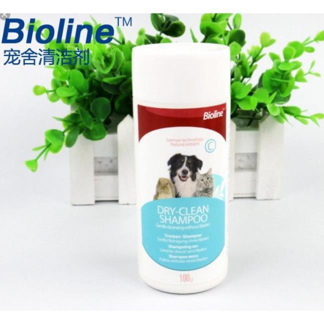 Phấn tắm dành cho thú cưng - Giữ thơm lâu -Nhãn Hiệu  Bioline Dry - Dung Tích 100ml