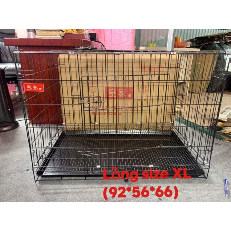 Lồng Sắt sơn tĩnh điện màu đen vân đá, kèm khay vệ sinh cho Chó Mèo.Size XL