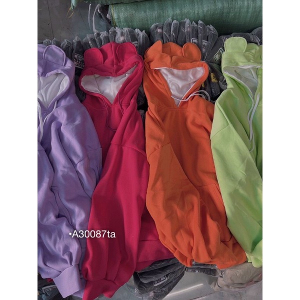 Áo Hoodie Nữ Áo Khoác Nữ Kiểu Tai Gấu Dễ Thương Mặc Khoác Ngoài Chống Nắng Màu Tím/Hồng/Cam/Xanh