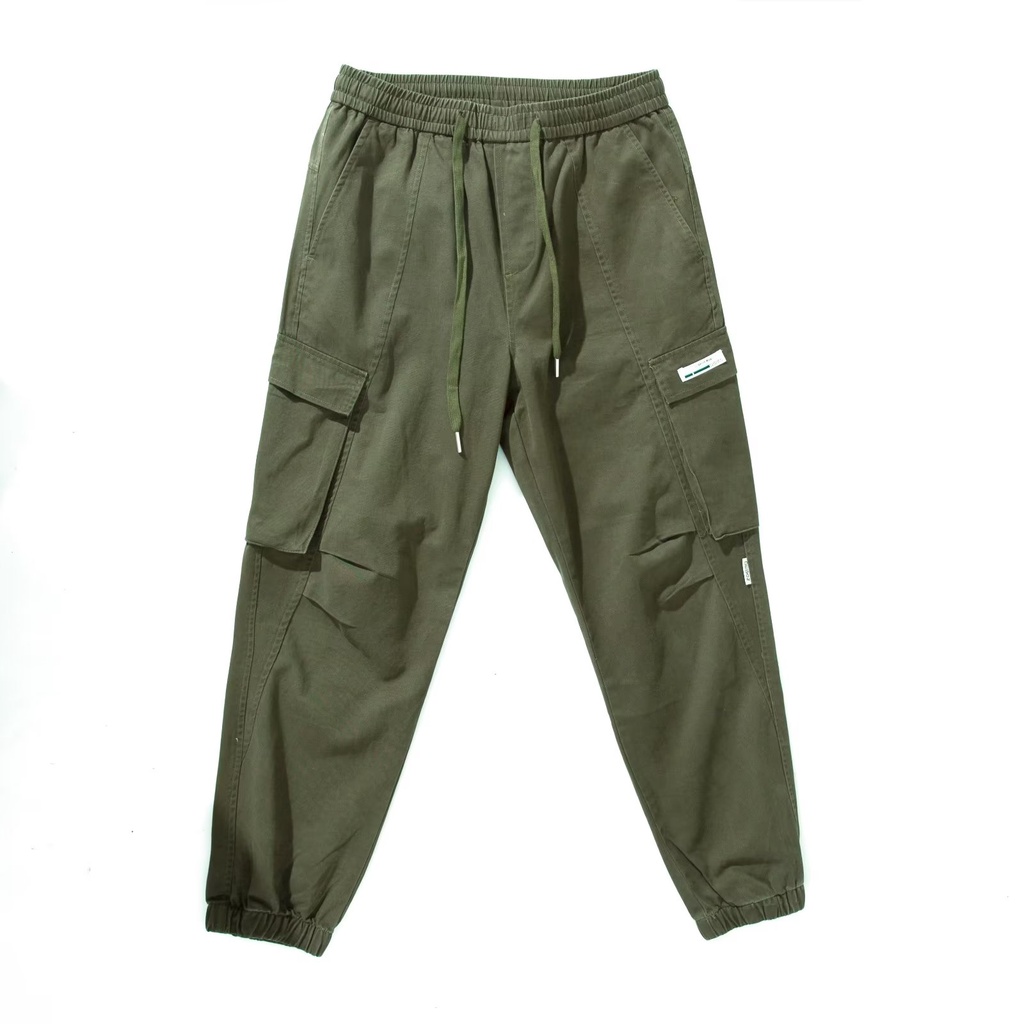 Quần Dài Dáng Suông Rộng Lưng Thun Phối Túi Chống Mòn Phong Cách Nhật Bản Thời Trang Cho Nam Size M-3XL