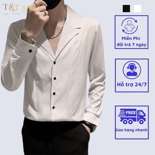 Áo Sơ Mi, Áo Sơ Mi Nam dài tay cổ vest phong cách trẻ trung,lịch lãm N34