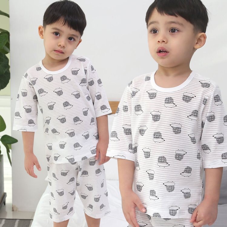 Bộ thun lửng cotton giấy xuất Hàn cho bé trai bé gái 1-7T B184